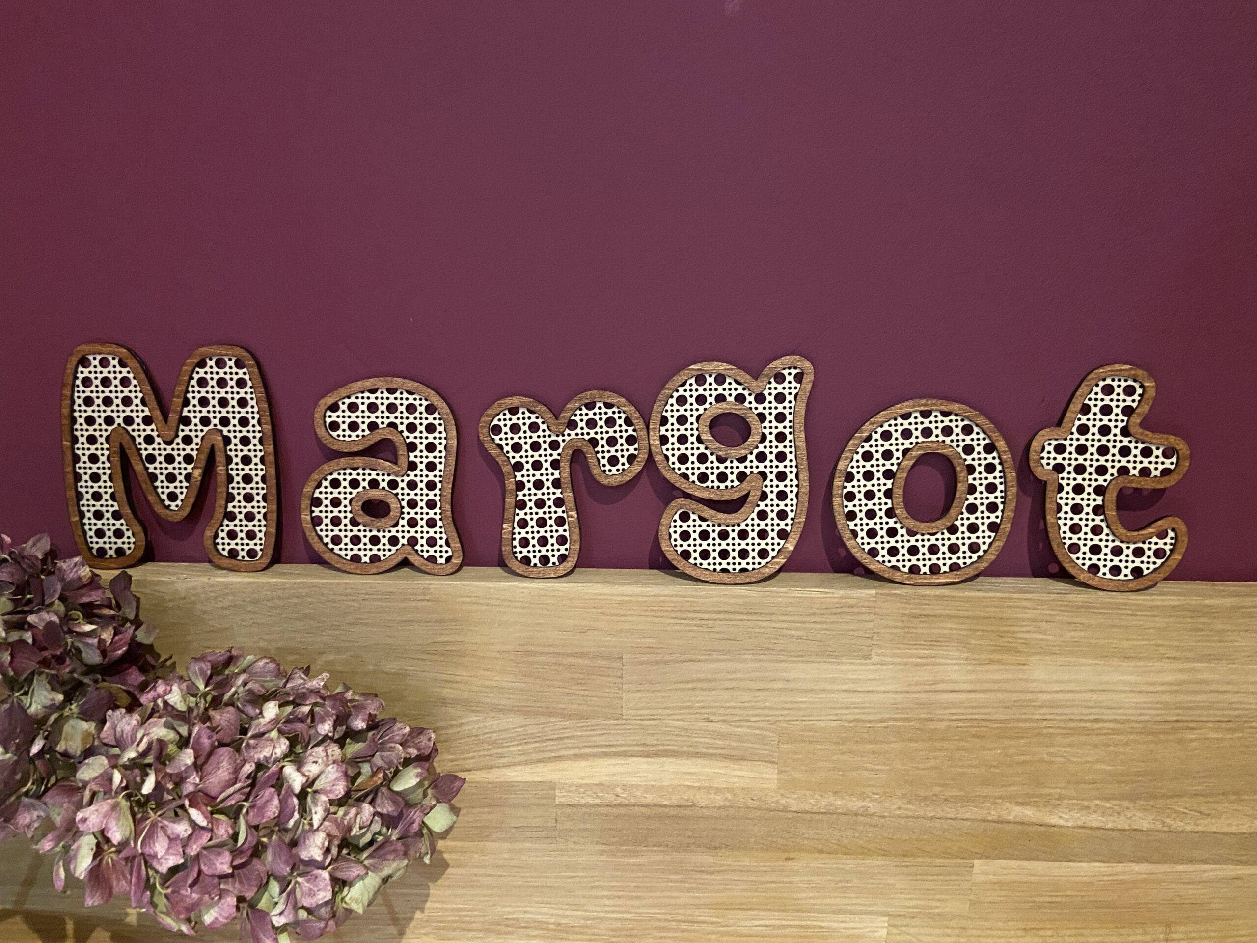 Lettres en bois esprit cannage